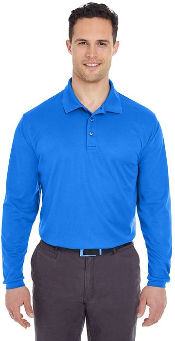 UltraClub Adult Unisex Cool & Dry Long-Sleeve Mesh Pique Polo Shirt